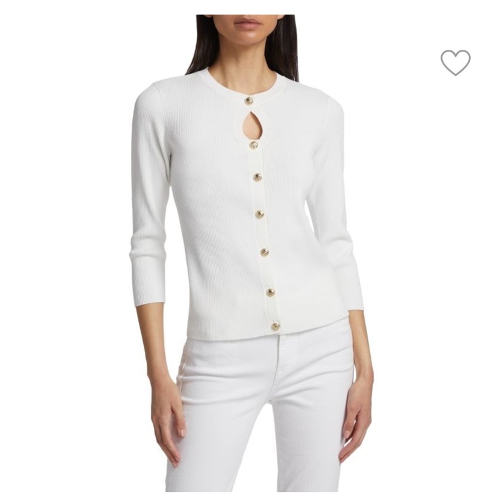 ELIE TAHARI The Mara Keyhole Cardigan In White. Size M Read Description.